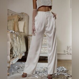 Halley White Satin Trousers from 12th Tribe (size small, NWT)